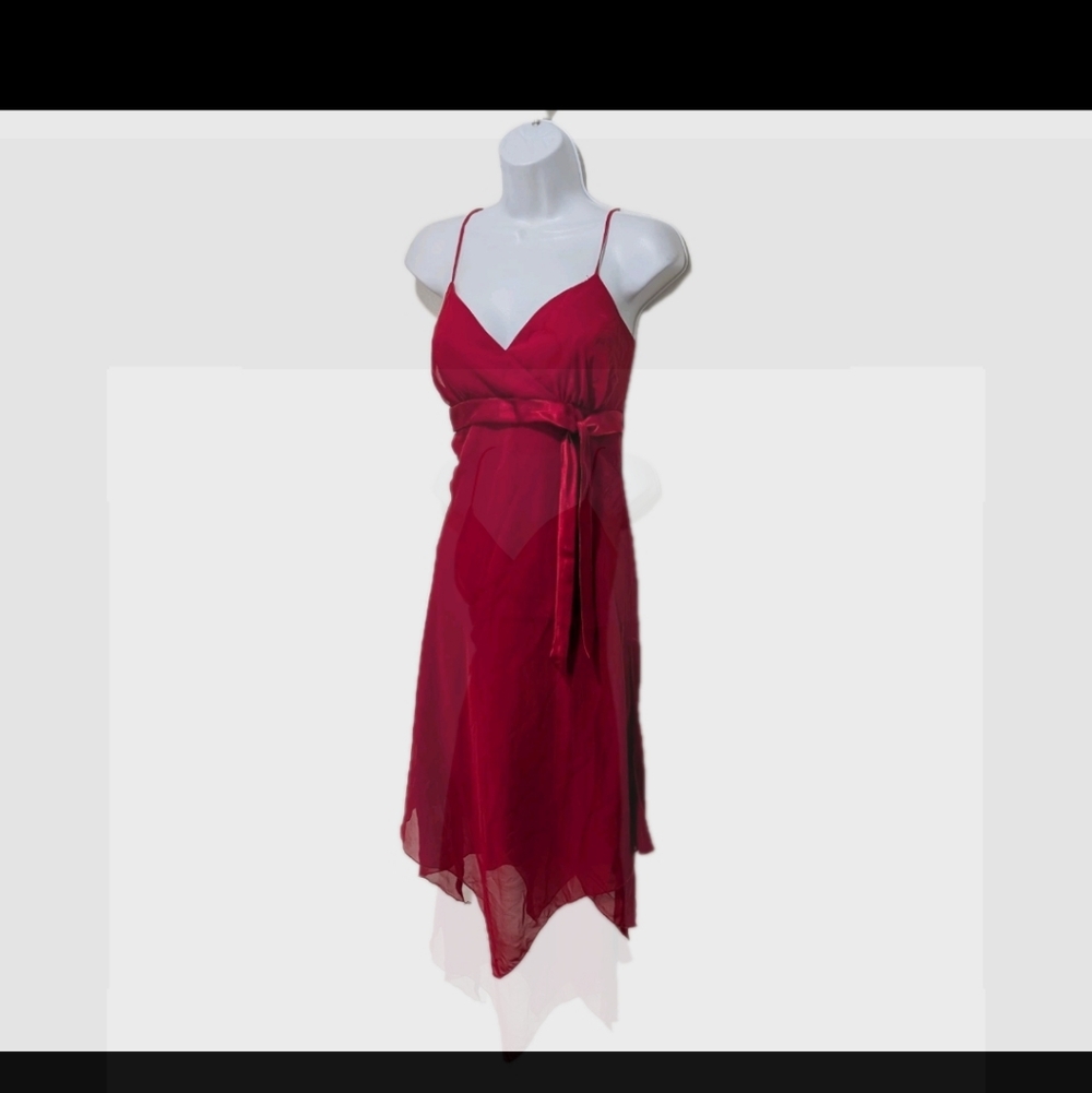 Trixxi Chiffon Sleeveless Asymmetrical Midi Dress 11 90s Y2K Vamp Whimsigoth